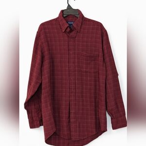 Brooks Brothers Medium Burgundy Plaid Flannel Shirt Cozy Classic